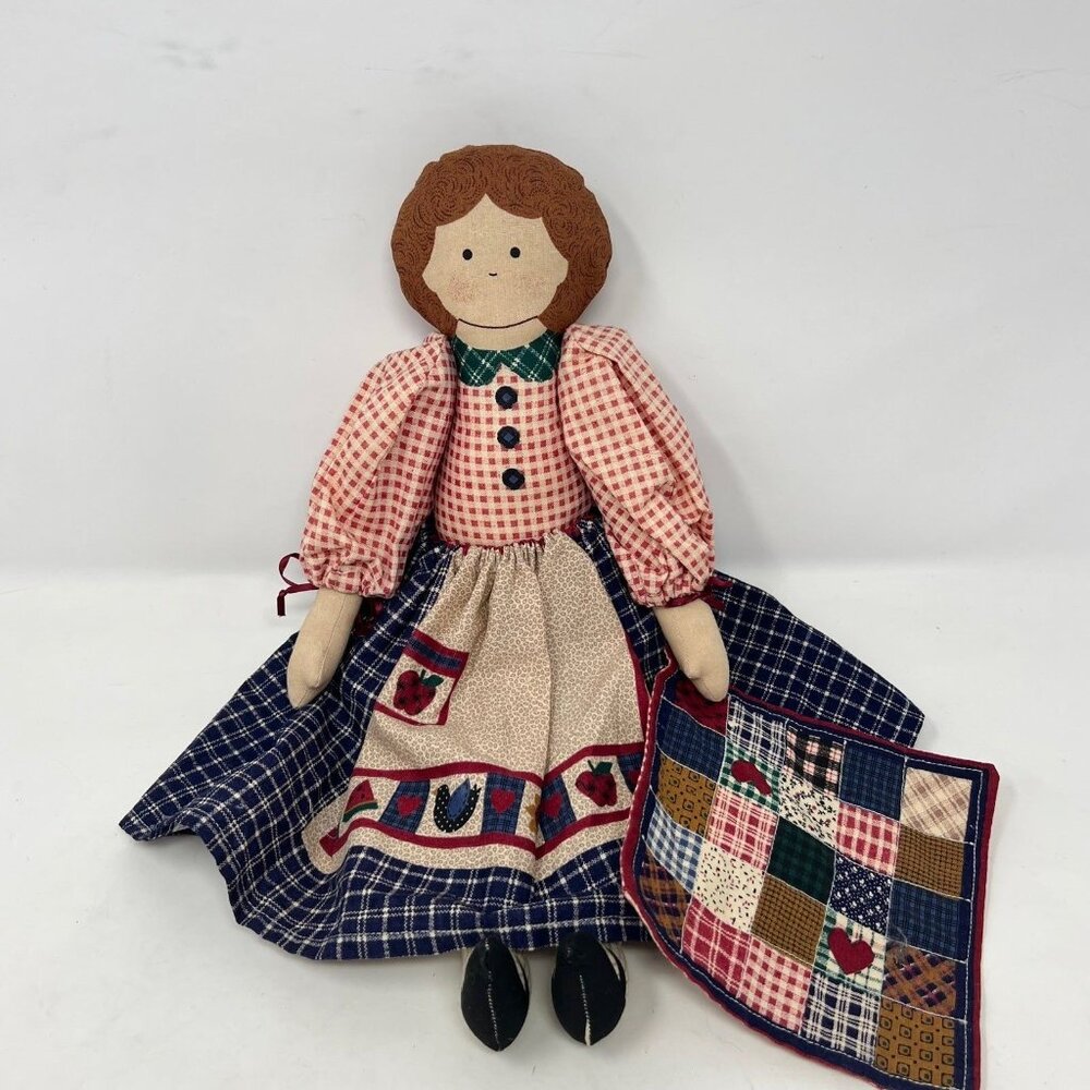 Doll Vintage Kit Handmade Americana Country With Quilt Soft Sculpture 15" Tall‎